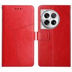 For OnePlus 12R 5G Global Y-shaped Pattern Flip Leather Phone Case(Red)