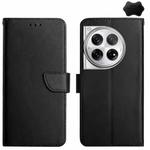 For OnePlus 12R 5G Global Genuine Leather Fingerprint-proof Flip Phone Case(Black)