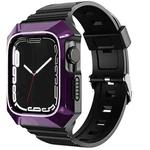 For Apple Watch 8 41mm PC Rugged Case Integrated TPU Watch Band(Purple)