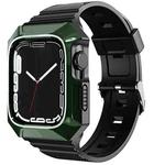 For Apple Watch 7 41mm PC Rugged Case Integrated TPU Watch Band(Green)