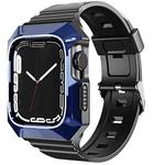 For Apple Watch SE 2023 40mm PC Rugged Case Integrated TPU Watch Band(Blue)