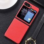 For Samsung Galaxy Z Flip5 Genuine Leather Shockproof Protective Phone Case(Red)