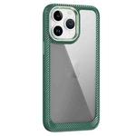 For iPhone 11 Pro Max Carbon Fiber Transparent Back Panel Phone Case(Green)