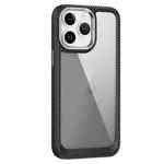 For iPhone 11 Pro Max Carbon Fiber Transparent Back Panel Phone Case(Black + Transparent Black)