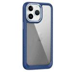 For iPhone 11 Pro Max Carbon Fiber Transparent Back Panel Phone Case(Blue)