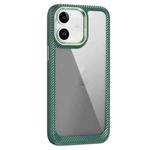 For iPhone 12 Carbon Fiber Transparent Back Panel Phone Case(Green)
