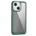 For iPhone 13 Carbon Fiber Transparent Back Panel Phone Case(Green)