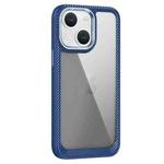 For iPhone 13 Carbon Fiber Transparent Back Panel Phone Case(Blue)