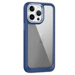 For iPhone 13 Pro Carbon Fiber Transparent Back Panel Phone Case(Blue)