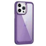 For iPhone 13 Pro Max Carbon Fiber Transparent Back Panel Phone Case(Purple)