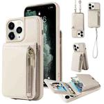 For iPhone 11 Pro Crossbody Lanyard Zipper Wallet Leather Phone Case(Beige)