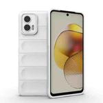 For Motorola Moto G73 5G Magic Shield TPU + Flannel Phone Case(White)