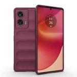 For Motorola Edge 50 Fusion 5G Global Magic Shield TPU + Flannel Phone Case(Wine Red)