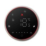 BHT-6001GCL 95-240V AC 5A Smart Round Thermostat Boiler Heating LED Thermostat Without WiFi(Black)