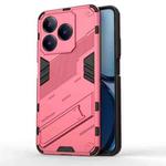 For Realme C63 4G Global Punk Armor 2 in 1 PC + TPU Phone Case with Holder(Light Red)