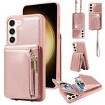 For Samsung Galaxy S23+ 5G Crossbody Lanyard Zipper Wallet Leather Phone Case(Rose Gold)