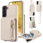 For Samsung Galaxy S22+ 5G Crossbody Lanyard Zipper Wallet Leather Phone Case(Beige)