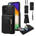 For Samsung Galaxy A13 4G / 5G Crossbody Lanyard Zipper Wallet Leather Phone Case(Black)