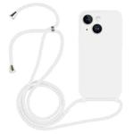 For iPhone 15 Crossbody Lanyard Liquid Silicone Case(White)