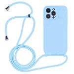 For iPhone 15 Pro Crossbody Lanyard Liquid Silicone Case(Blue)