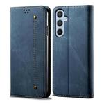 For Samsung Galaxy M34 5G Denim Texture Casual Style Horizontal Flip Leather Case(Blue)