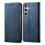 For Samsung Galaxy A25 5G Global Denim Texture Casual Style Horizontal Flip Leather Case(Blue)