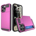 For iPhone 15 Pro Multifunction Armor Slide Card Slot Phone Case(Pink)