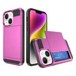 For iPhone 14 Plus Multifunction Armor Slide Card Slot Phone Case(Pink)