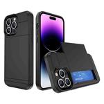 For iPhone 14 Pro Multifunction Armor Slide Card Slot Phone Case(Black)