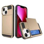 For iPhone 13 Multifunction Armor Slide Card Slot Phone Case(Gold)