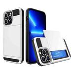 For iPhone 13 Pro Multifunction Armor Slide Card Slot Phone Case(White)