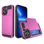 For iPhone 13 Pro Max Multifunction Armor Slide Card Slot Phone Case(Pink)