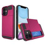 For iPhone 11 Multifunction Armor Slide Card Slot Phone Case(Rose Red)