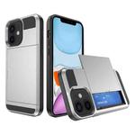 For iPhone 11 Multifunction Armor Slide Card Slot Phone Case(Silver)