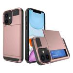 For iPhone 11 Multifunction Armor Slide Card Slot Phone Case(Rose Gold)