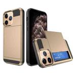 For iPhone 11 Pro Multifunction Armor Slide Card Slot Phone Case(Gold)