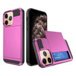 For iPhone 11 Pro Max Multifunction Armor Slide Card Slot Phone Case(Pink)