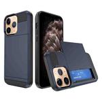 For iPhone 11 Pro Max Multifunction Armor Slide Card Slot Phone Case(Navy Blue)