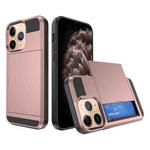 For iPhone 11 Pro Max Multifunction Armor Slide Card Slot Phone Case(Rose Gold)