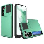 For Samsung Galaxy S22+ 5G Multifunction Armor Slide Card Slot Phone Case(Mint Green)