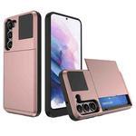 For Samsung Galaxy S21+ 5G Multifunction Armor Slide Card Slot Phone Case(Rose Gold)
