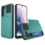 For Samsung Galaxy S21 5G Multifunction Armor Slide Card Slot Phone Case(Green Lake)