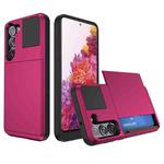 For Samsung Galaxy S20 FE Multifunction Armor Slide Card Slot Phone Case(Rose Red)