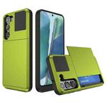 For Samsung Galaxy Note20 Multifunction Armor Slide Card Slot Phone Case(Grass Green)