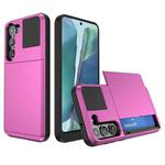 For Samsung Galaxy Note20 Multifunction Armor Slide Card Slot Phone Case(Pink)