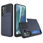 For Samsung Galaxy Note20 Multifunction Armor Slide Card Slot Phone Case(Navy Blue)