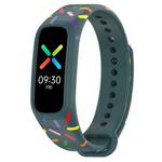 For OPPO Band Sports Rainbow Dots Silicone Watch Band(Dark Green)