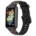 For Huawei Band 7 Sports Rainbow Dots Silicone Watch Band(Black)