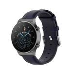 For Huawei Watch 4 / Watch 4 Pro Round Tail Leather Watch Band(Navy Blue)