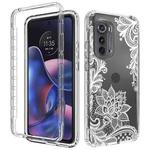 For Motorola Edge 2022 Transparent Painted Phone Case(White Flower)